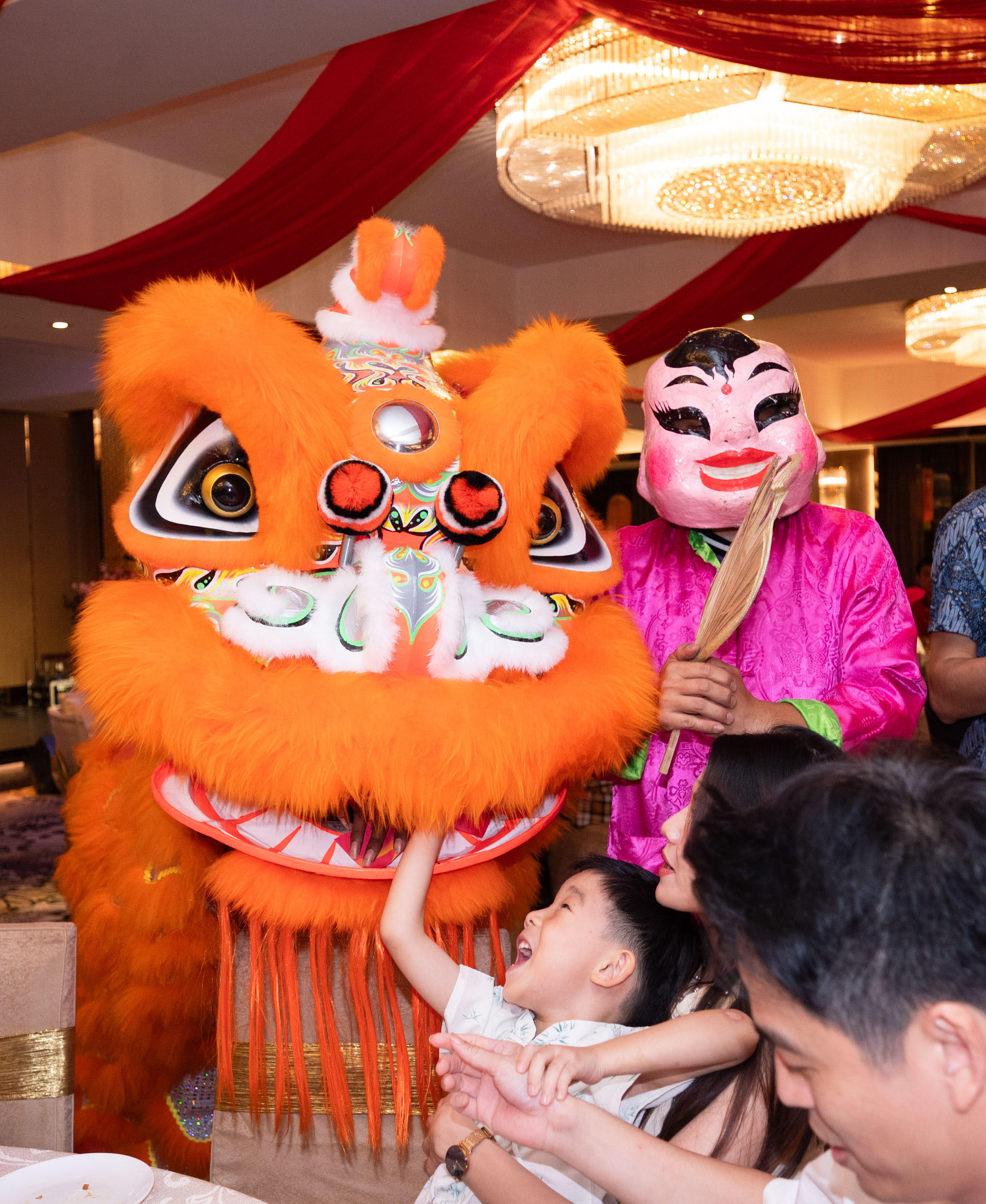 Lion dance celebration in the dining hall